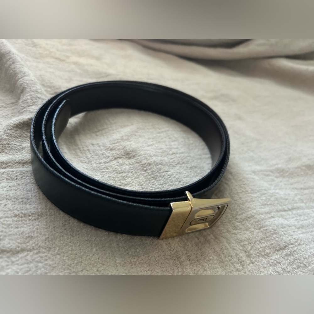 Christian Dior Belt VINTAGE Designer Belt Mens MEDIUM Brown / Black REVERSIBLE - Picture 10 of 16